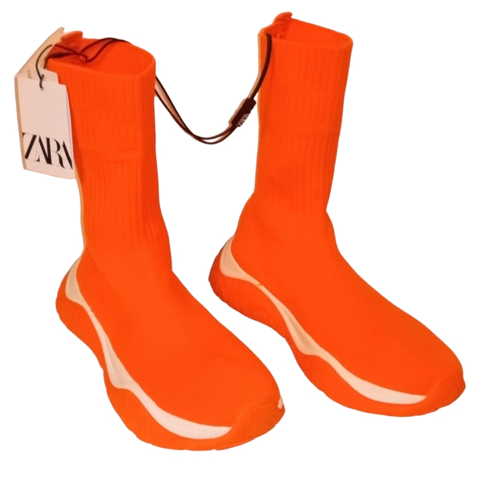 NEW Zara Soft Hi-top Sneaker knit Sock Shoes NWT  8